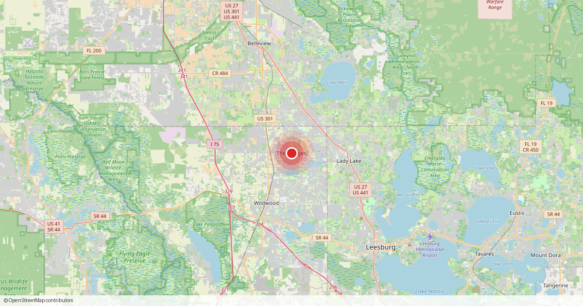 Map of The Villages, Sumter County, Florida.