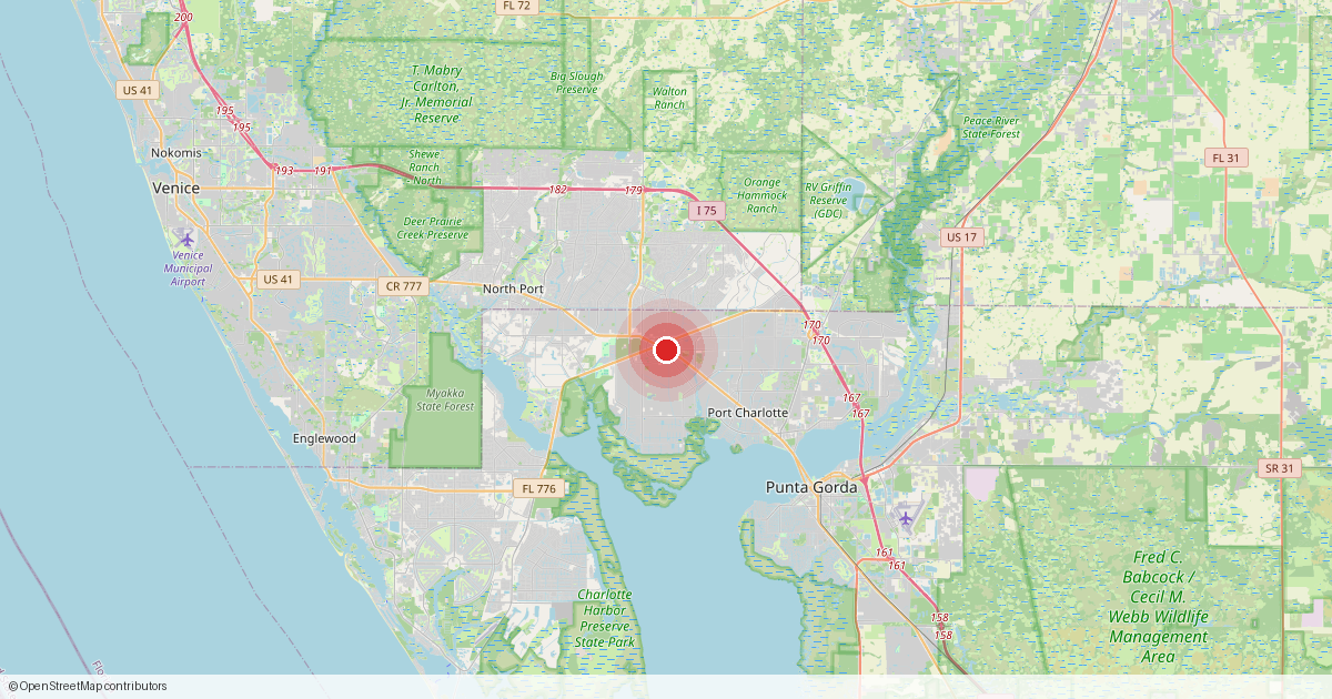 Map of Port Charlotte, Charlotte County, Florida.