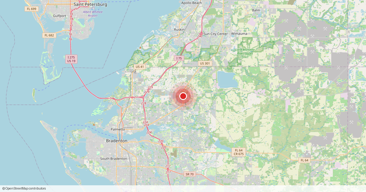Map of Parrish, Manatee County, Florida.