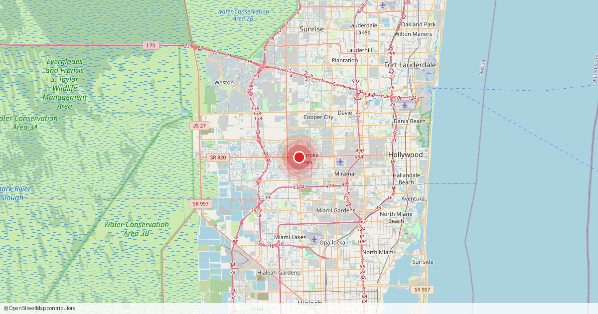 Map of Pembroke Pines, Broward County, Florida.