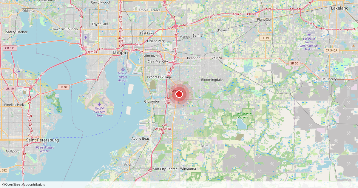 Map of Riverview, Hillsborough County, Florida.
