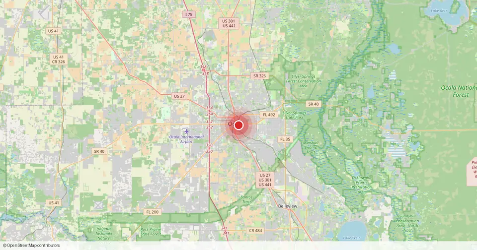 Map of Ocala, Marion County, Florida — in-home physical therapy service area.